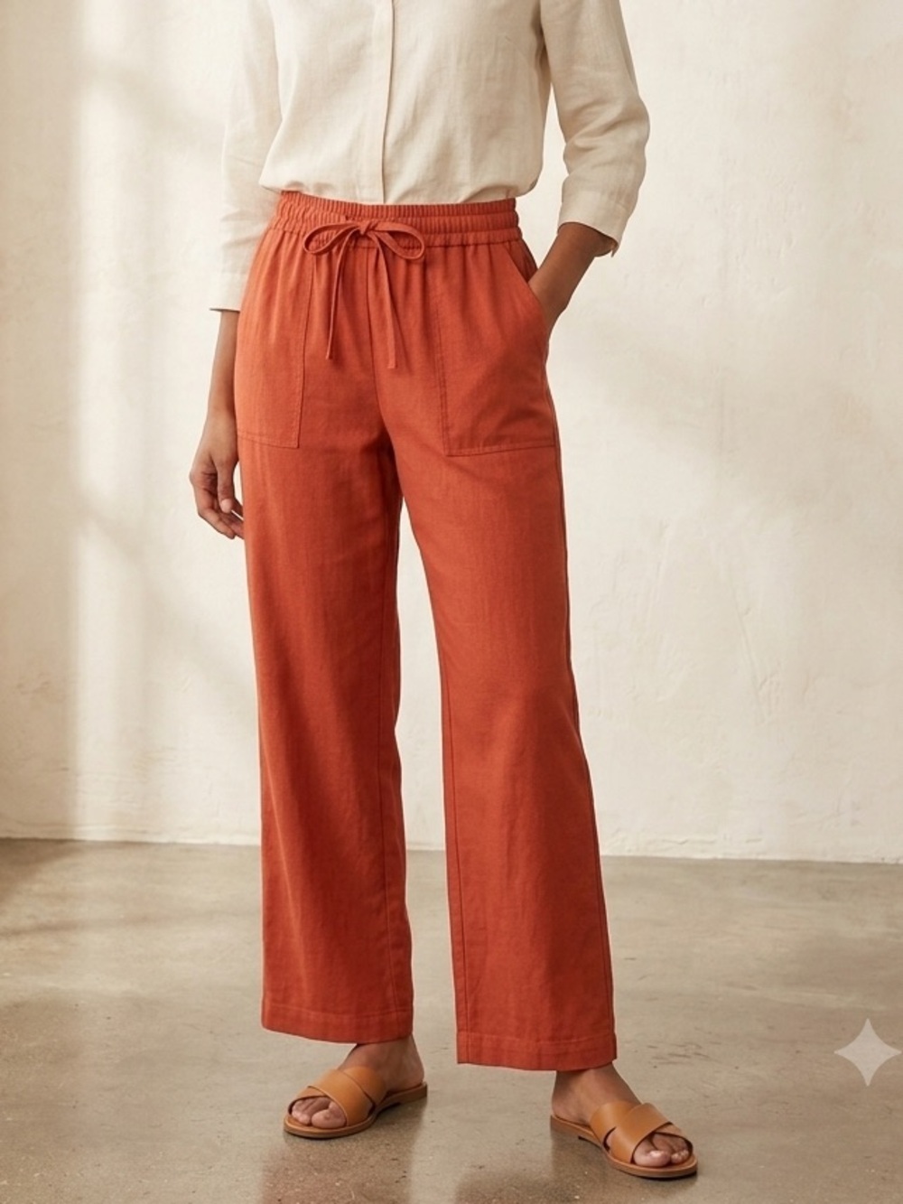 Take 50% OFF- NYCC Women’s Rust Orange Drawstring Pants, Size-1X